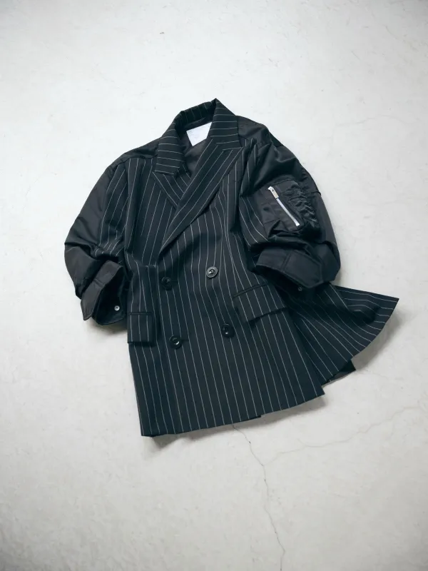 Wool Silk Suiting x Nylon Twill Jacket sold by Sacai
