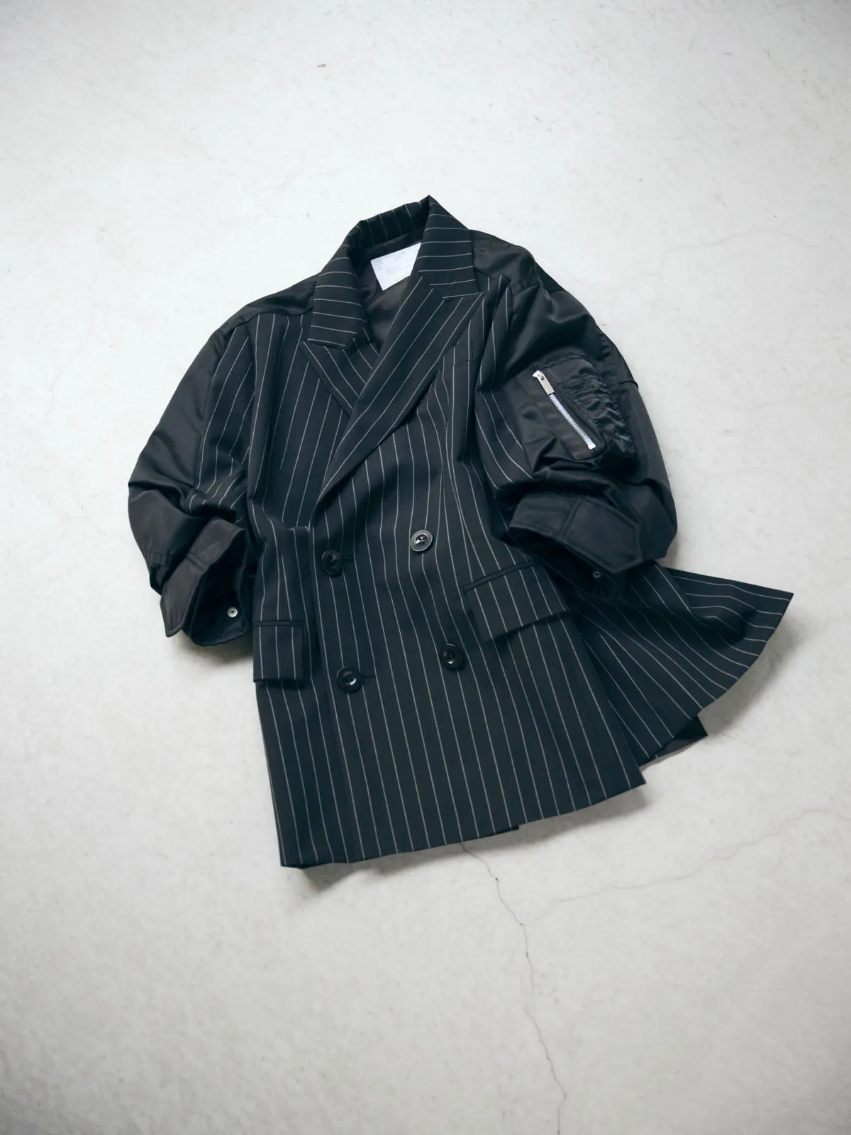 Wool Silk Suiting x Nylon Twill Jacket sold by Sacai