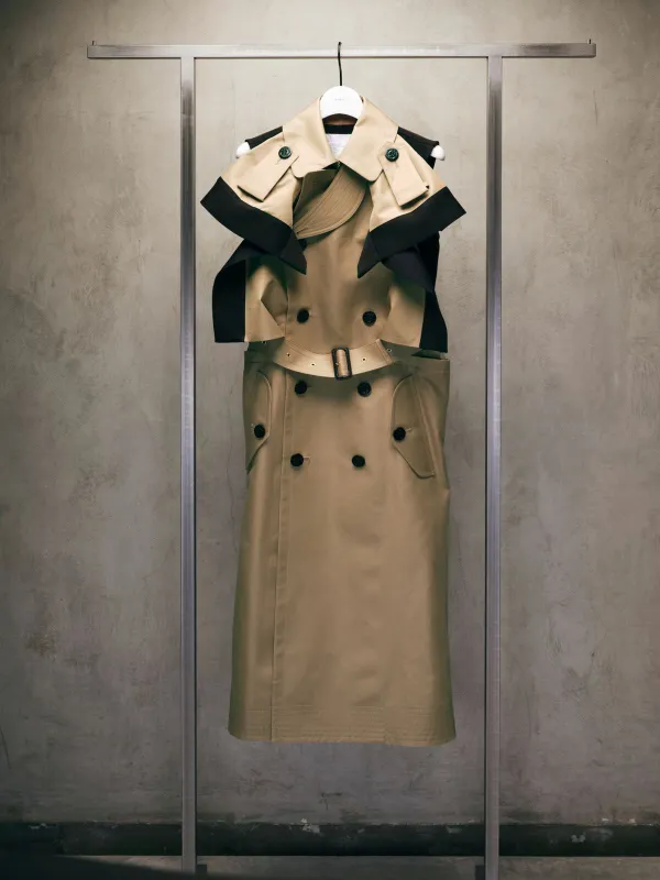 Double-Faced Silk Cotton x Gabardine Dress made by Sacai