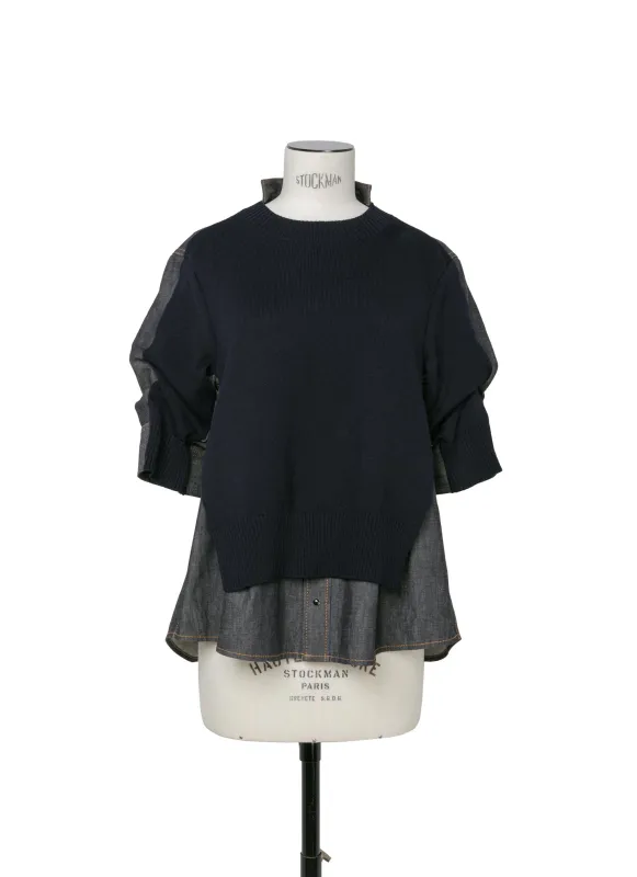 Denim Mix Knit Pullover sold by Sacai