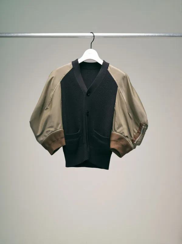 Nylon Twill x Knit Cardigan made by Sacai