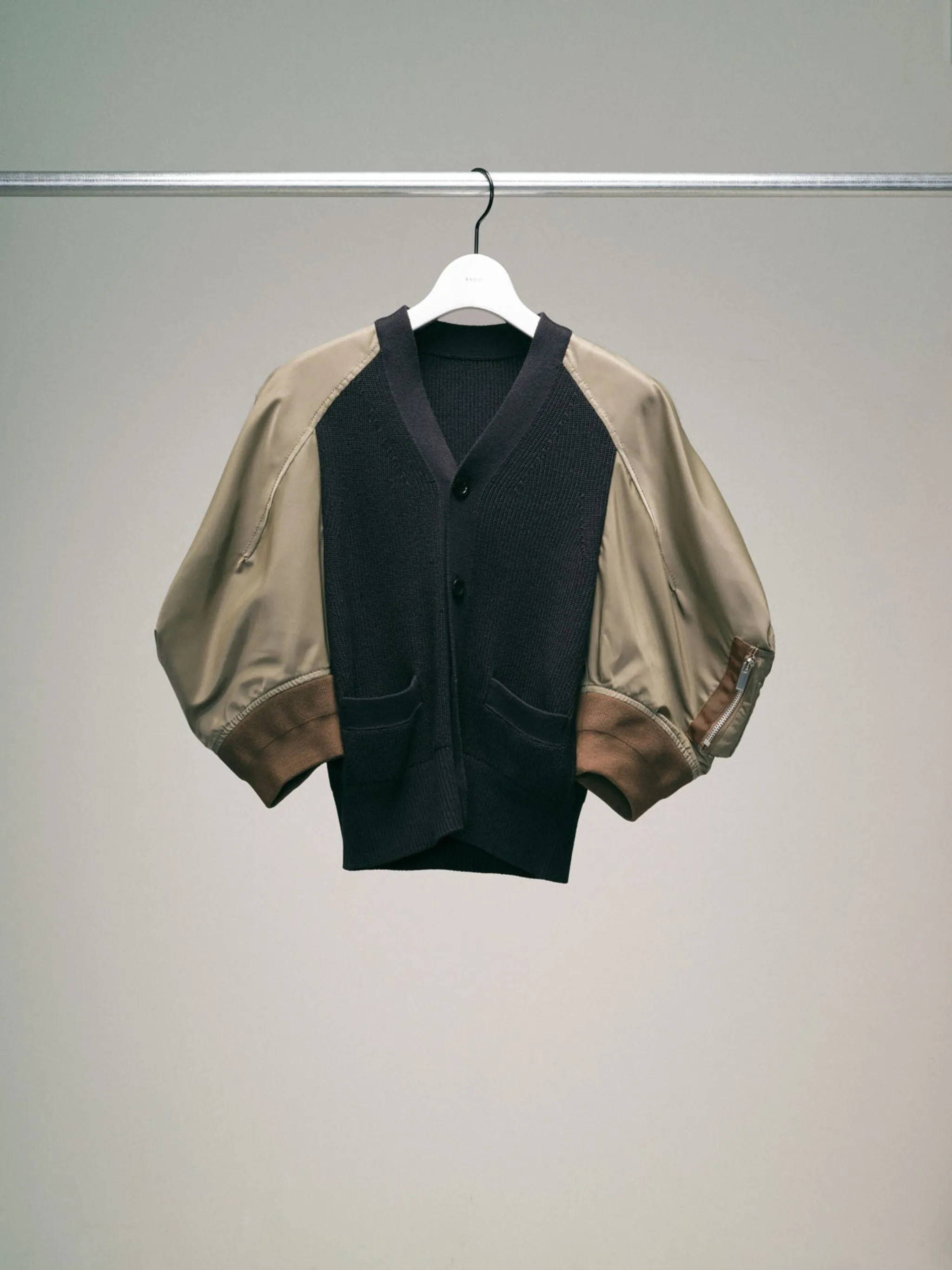 Nylon Twill x Knit Cardigan sold by Sacai