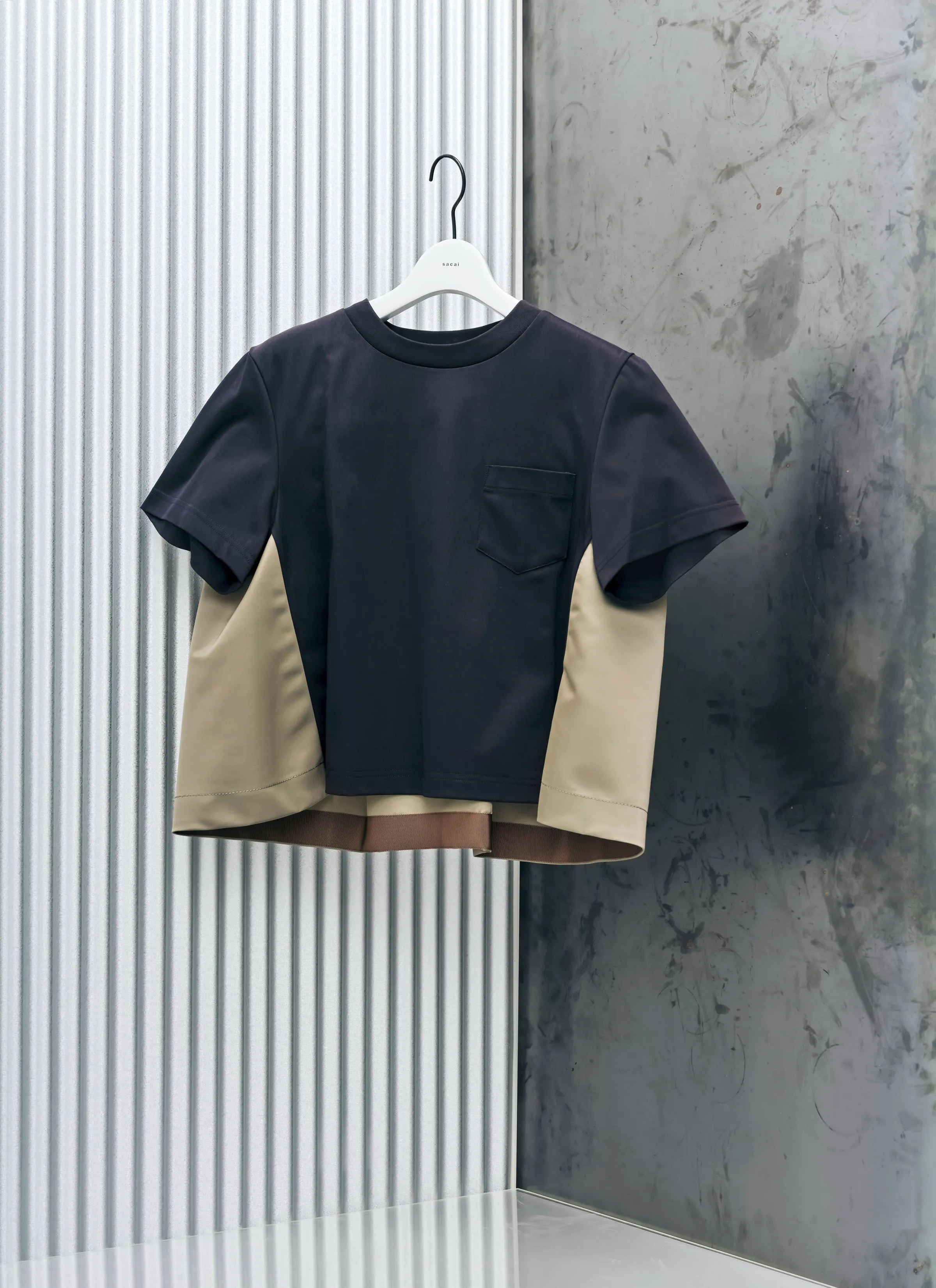 Nylon Twill Mix Cotton Jersey T-Shirt sold by Sacai