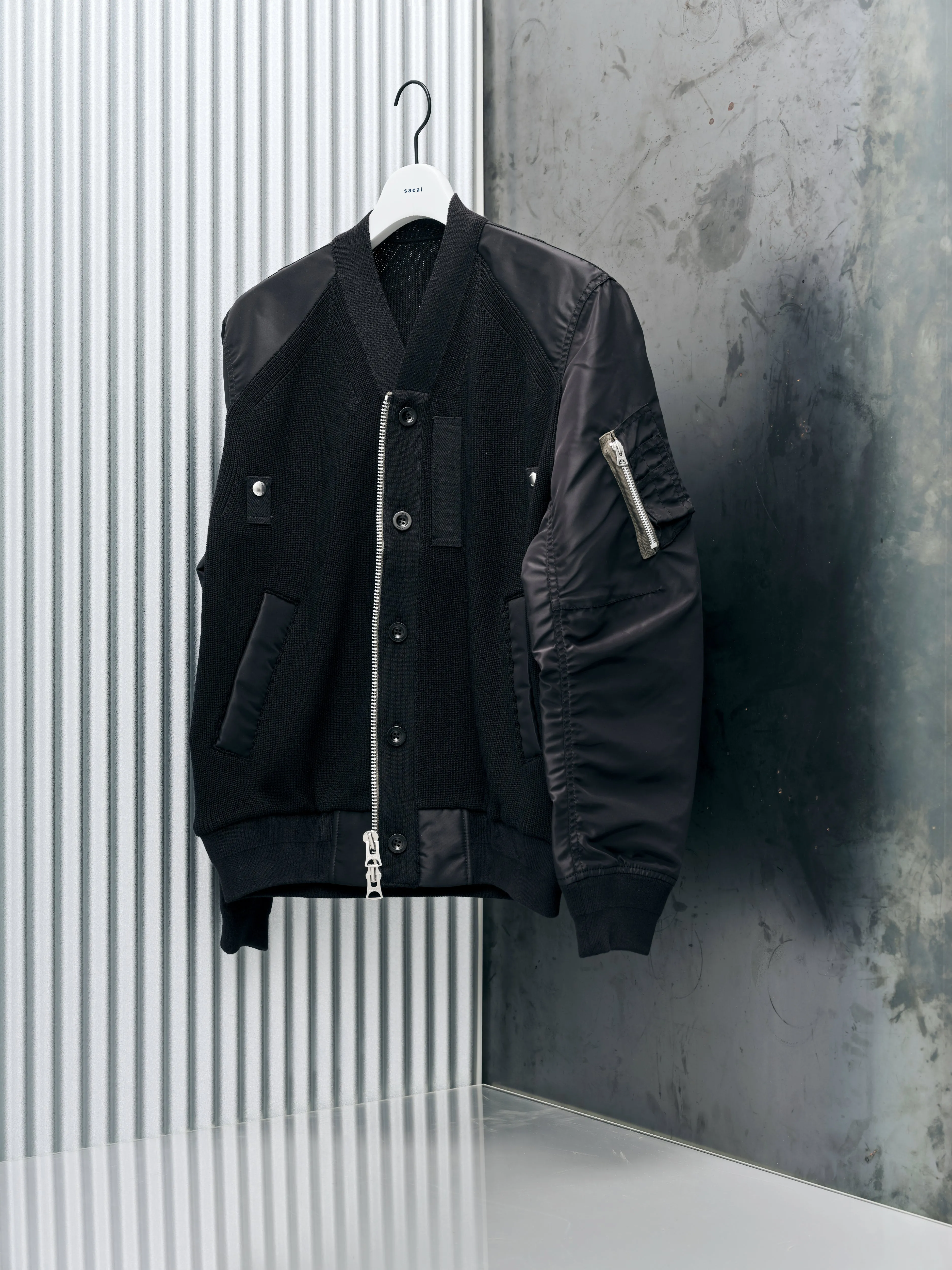 Nylon Twill x Knit Blouson sold by Sacai