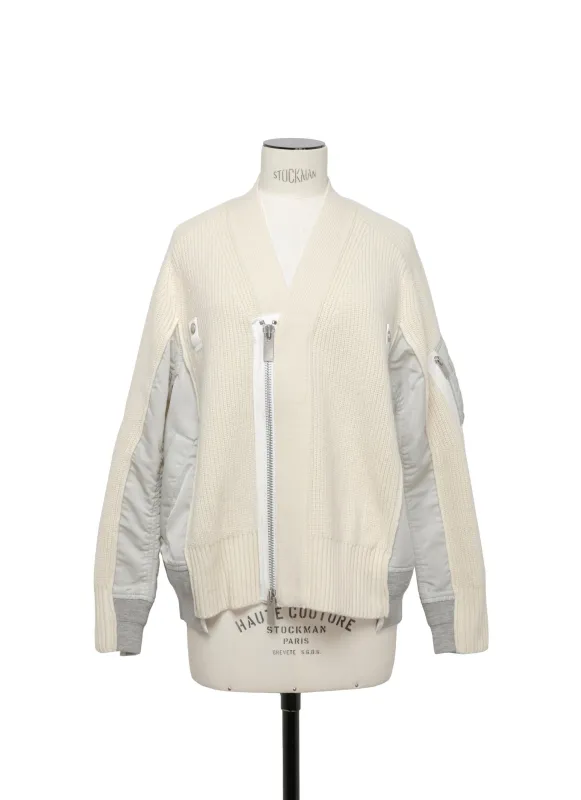 Wool Knit x Nylon Twill Cardigan sold by Sacai