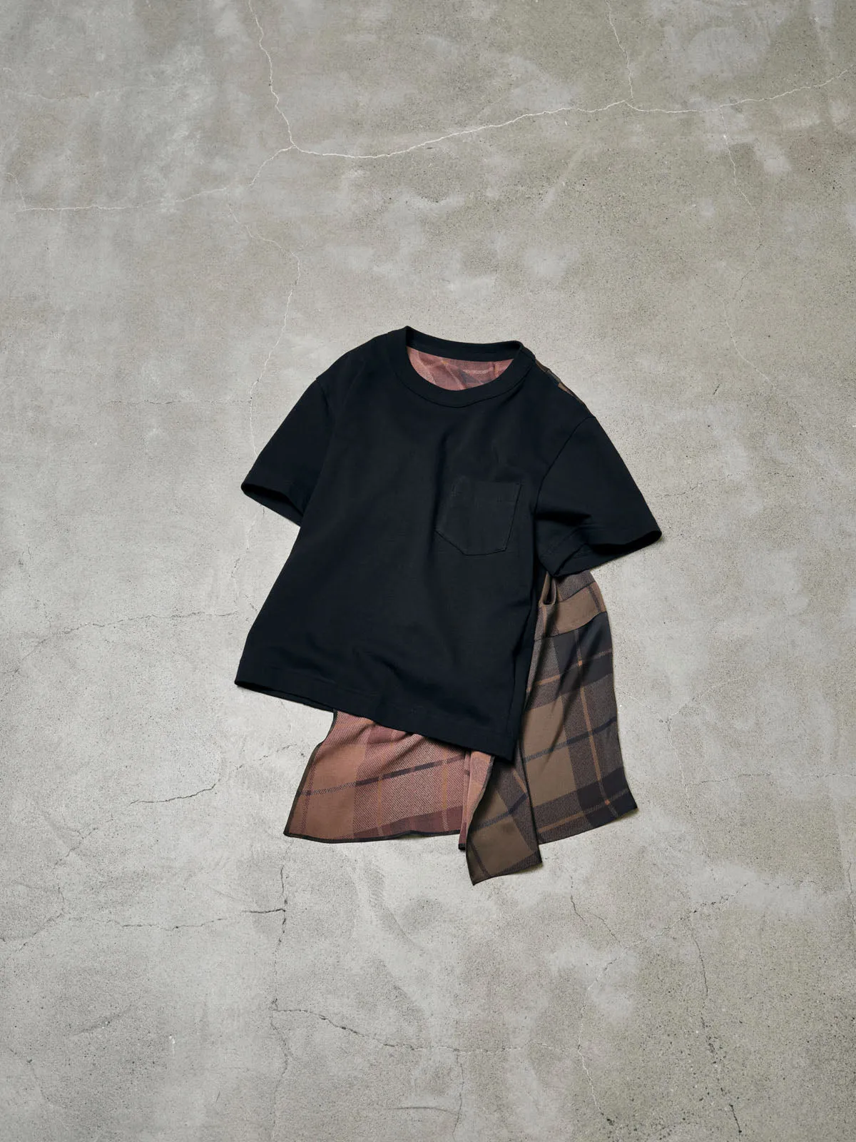 Plaid Print x Cotton Jersey T-Shirt sold by Sacai
