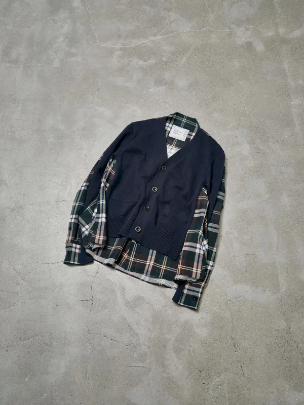 Plaid Print x Knit Cardigan sold by Sacai