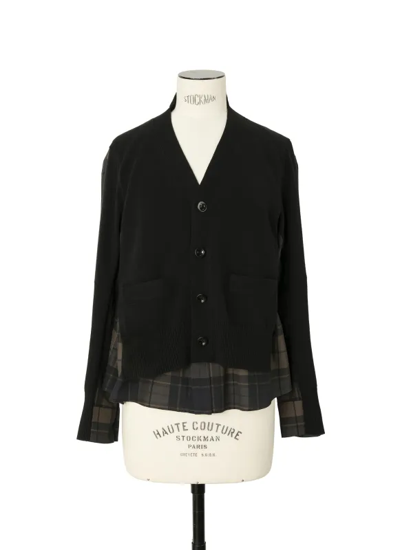 Plaid Print x Knit Cardigan sold by Sacai