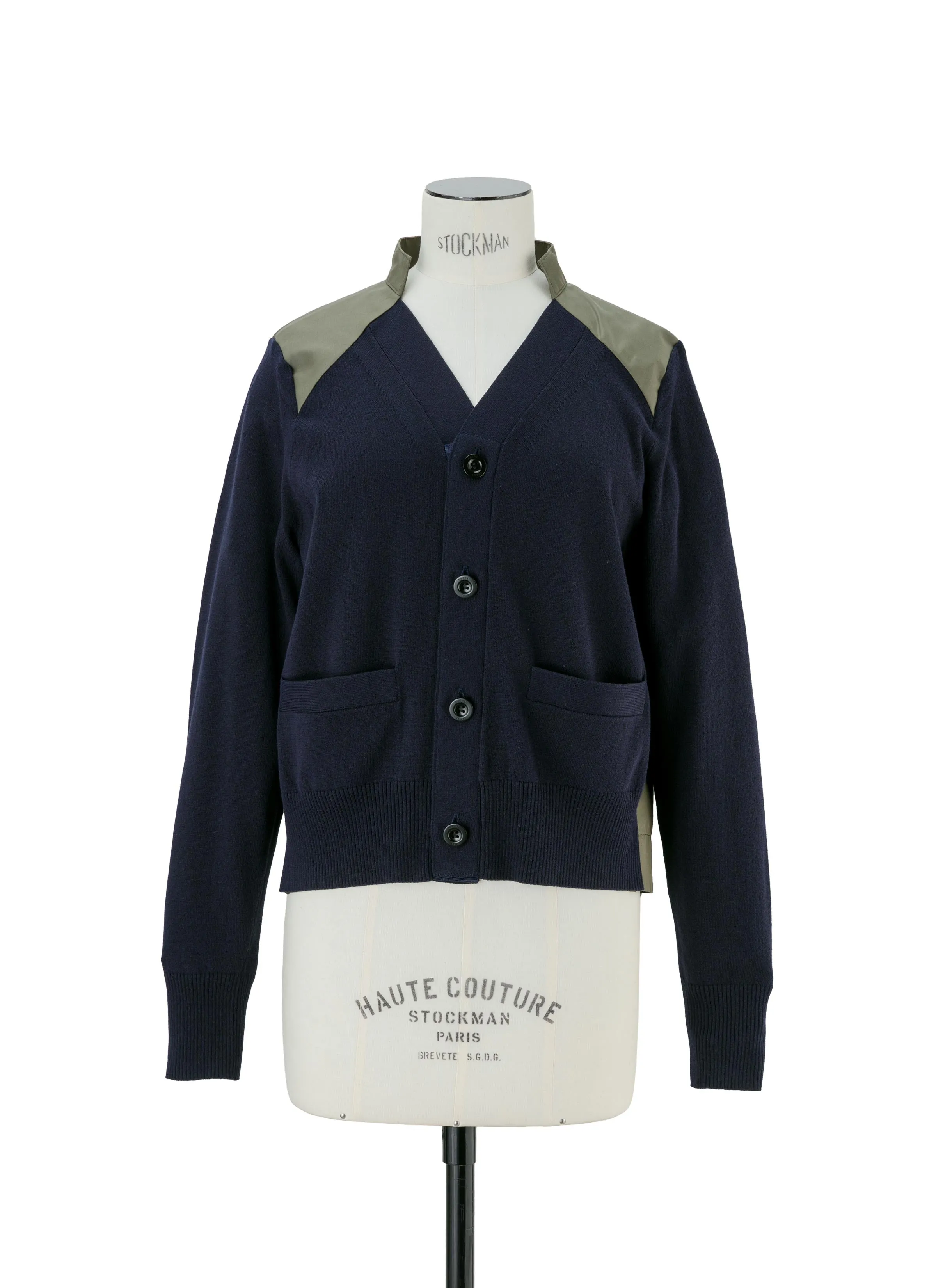 Cotton Gabardine x Knit Cardigan sold by Sacai