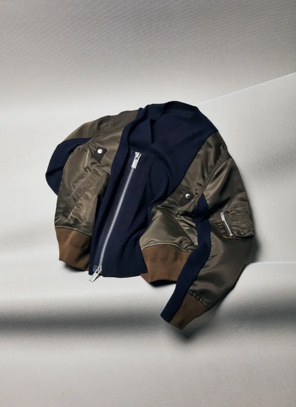 Nylon Twill x Knit Cardigan sold by Sacai