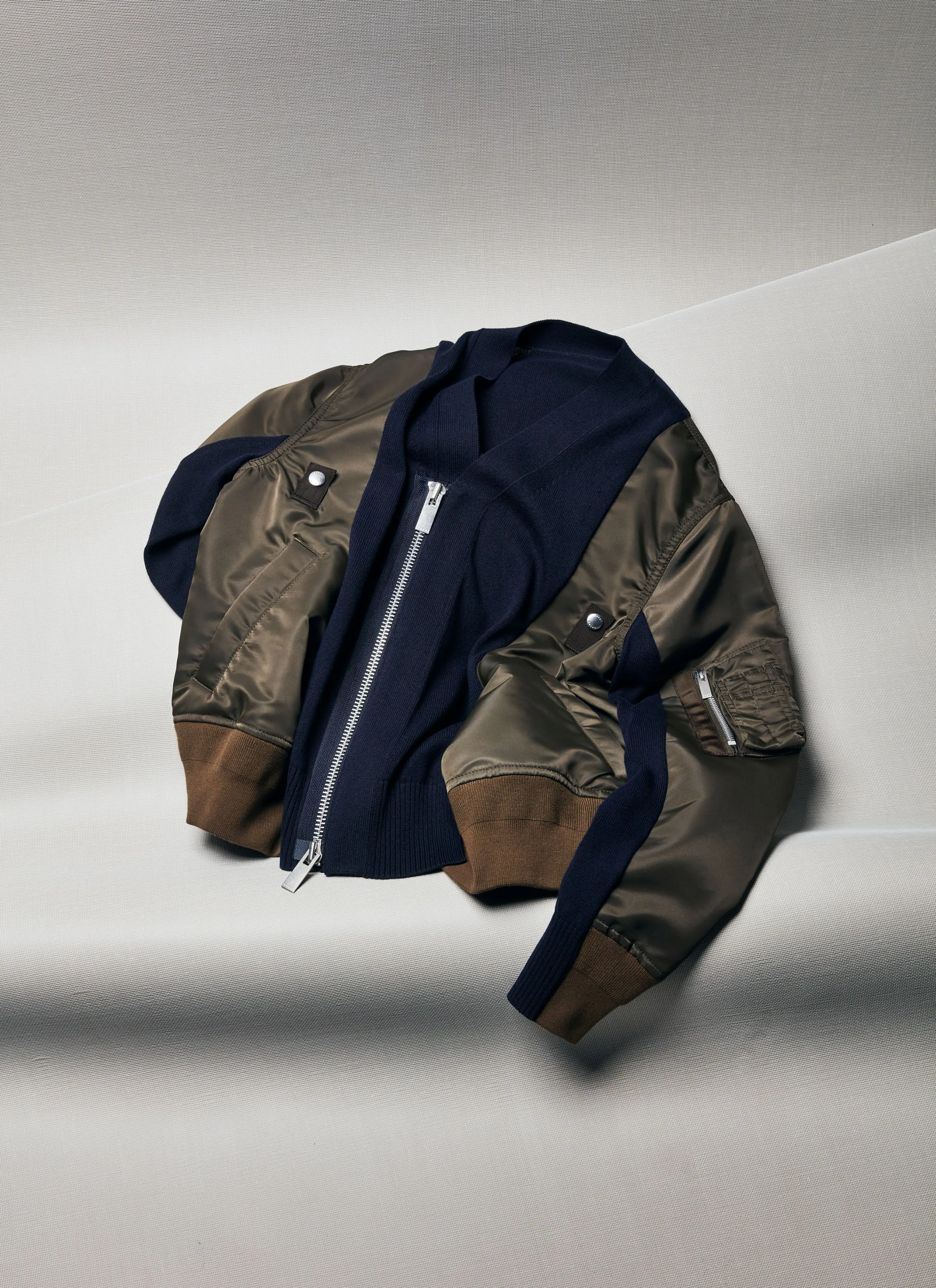 Nylon Twill x Knit Cardigan sold by Sacai