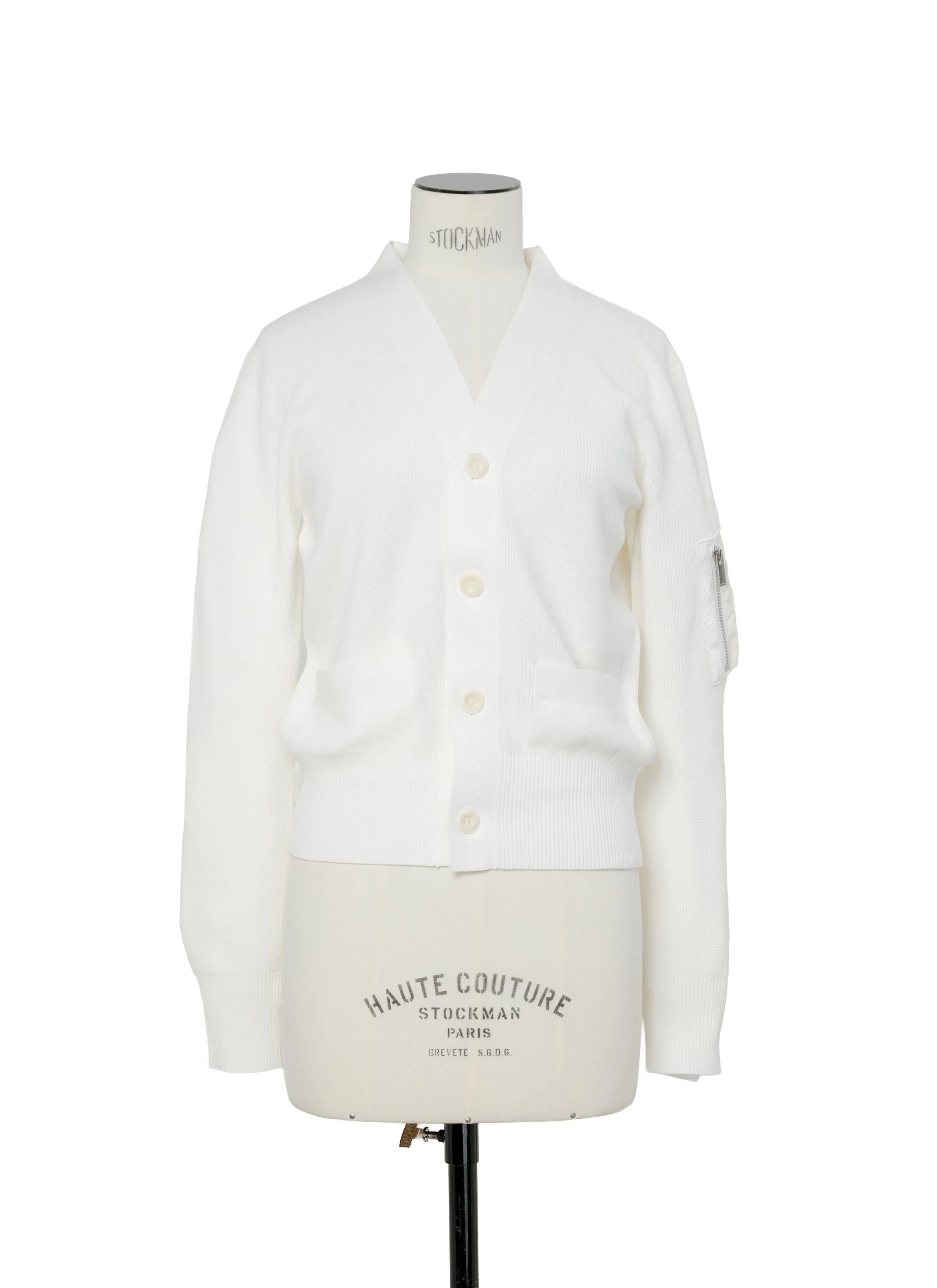 Nylon Twill x Cotton Knit Cardigan sold by Sacai