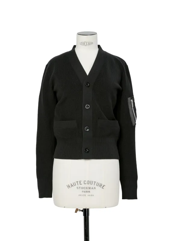 Nylon Twill x Cotton Knit Cardigan sold by Sacai