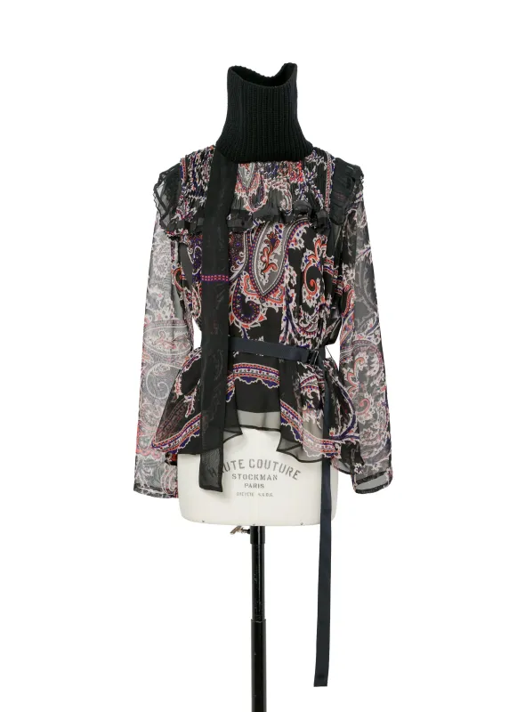 Paisley Print x Wool Knit Pullover sold by Sacai