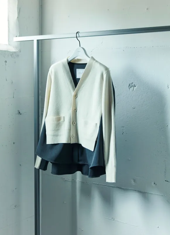 Stripe Doeskin x Wool Knit Cardigan sold by Sacai