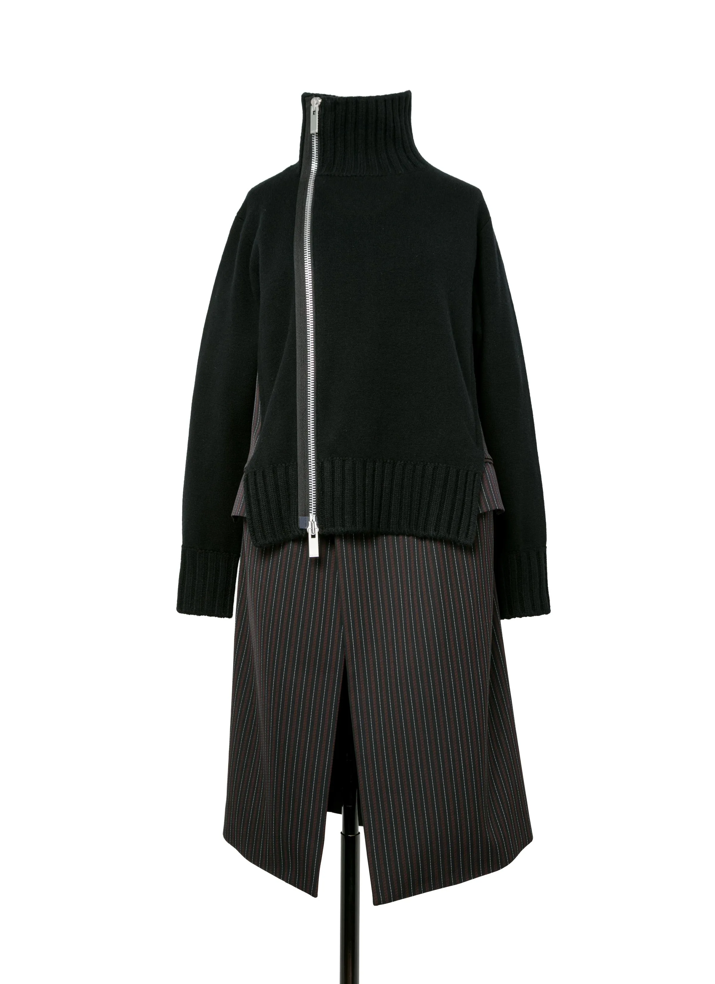 Stripe Doeskin x Wool Knit Coat Dress sold by Sacai