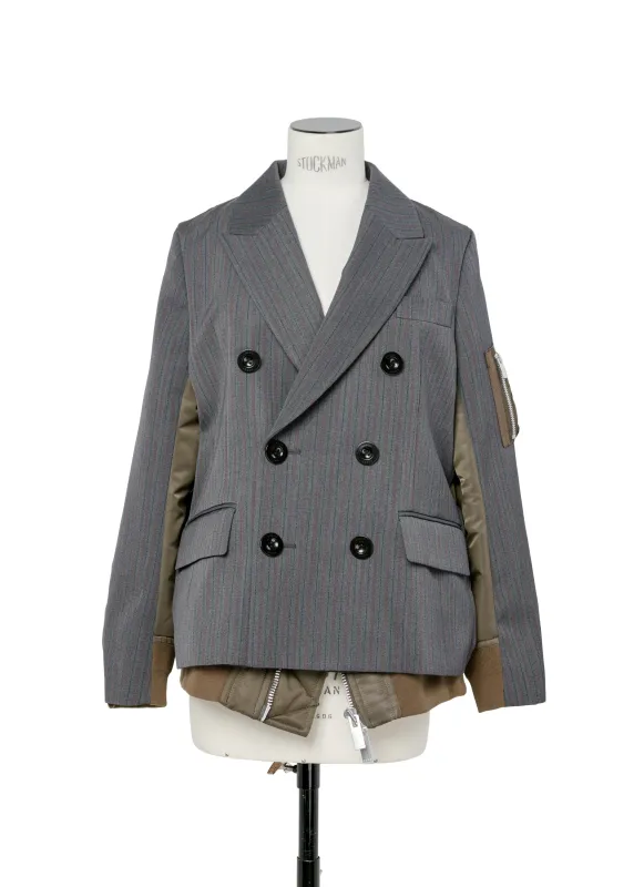 Stripe Doeskin x Nylon Twill Jacket sold by Sacai