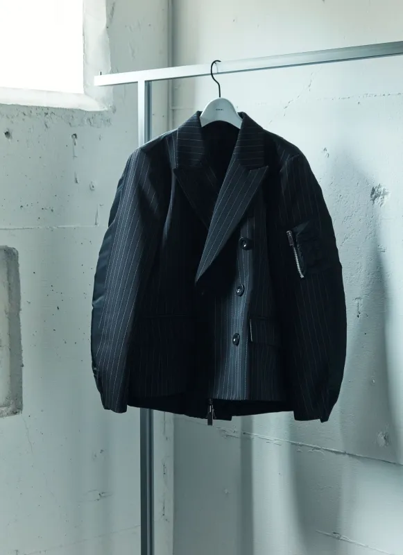 Stripe Doeskin x Nylon Twill Jacket sold by Sacai