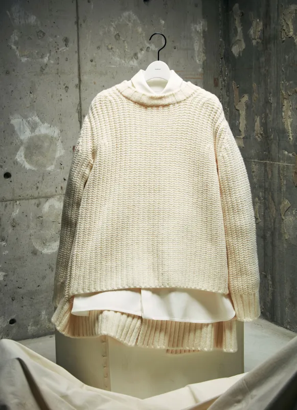 Double-Faced Silk Cotton x Wool Knit Dress sold by Sacai