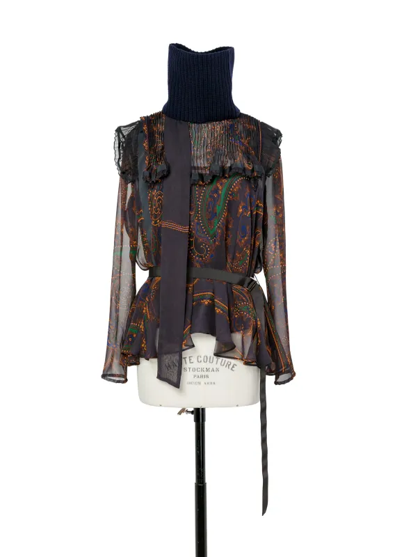 Paisley Print x Wool Knit Pullover sold by Sacai