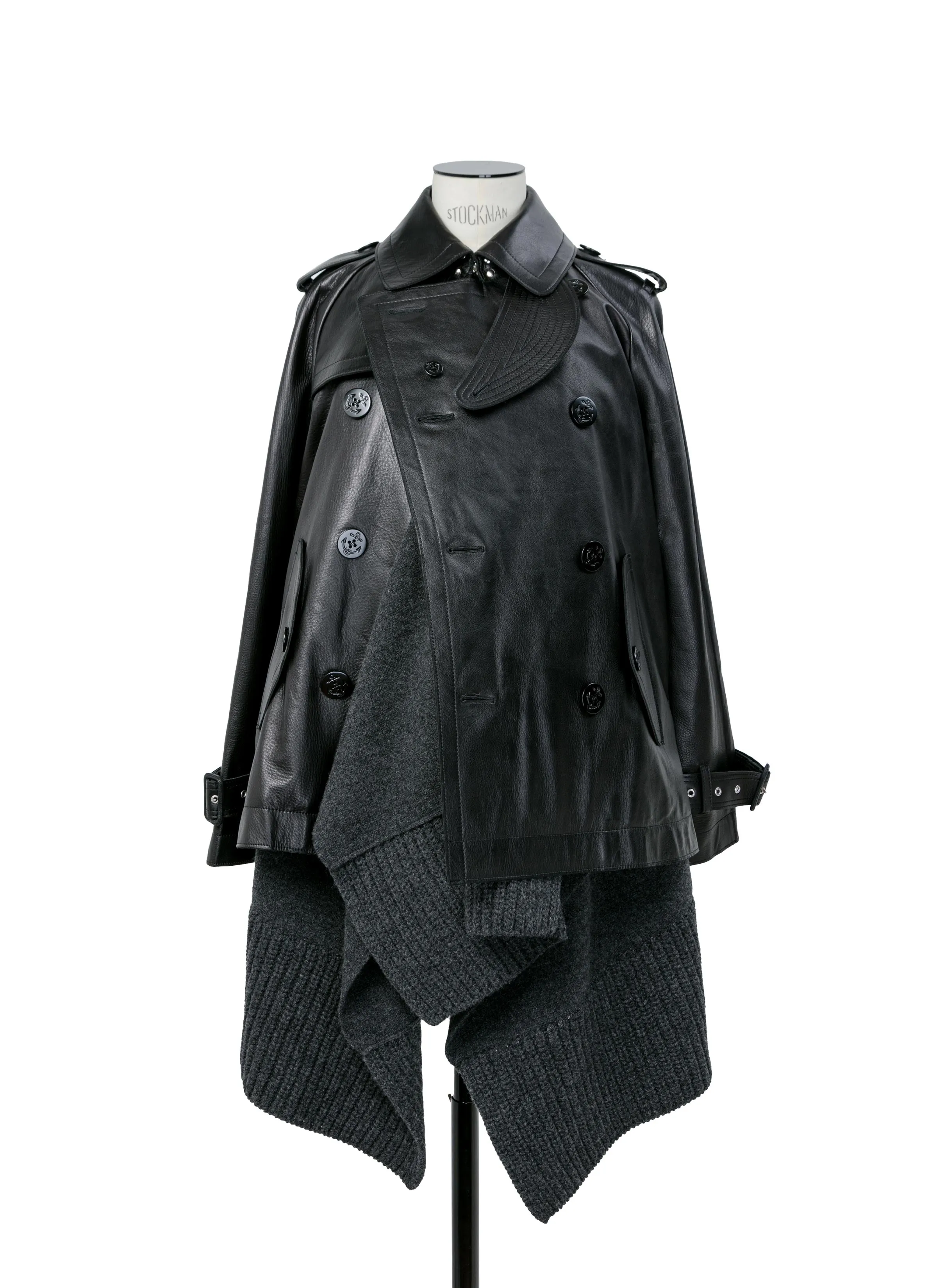Leather x Wool Knit Jacket sold by Sacai product image thumbnail 3