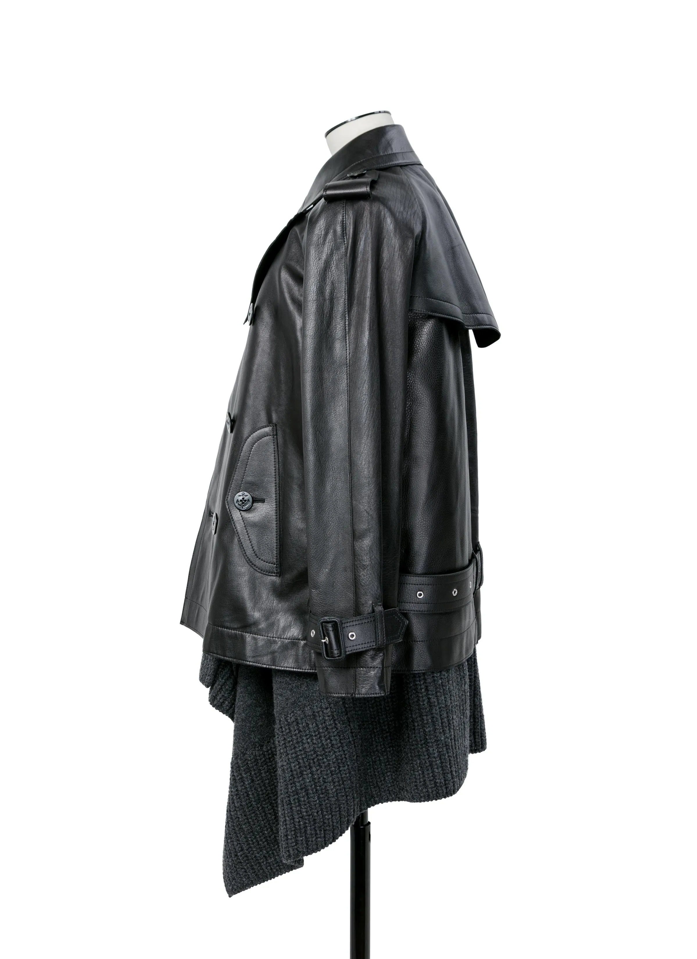 Leather x Wool Knit Jacket sold by Sacai product image thumbnail 4