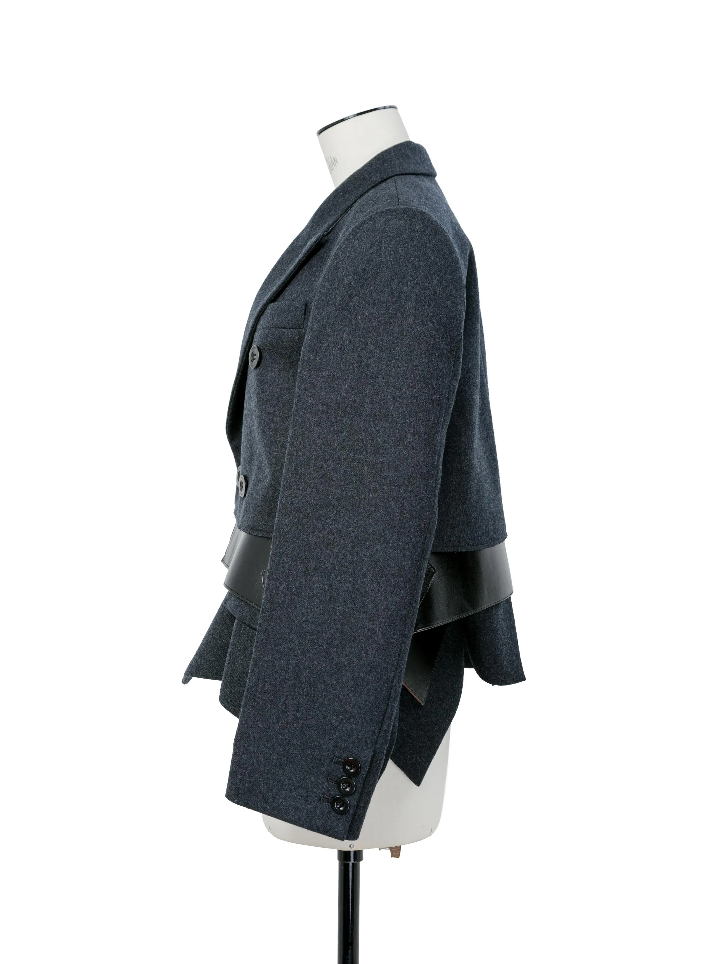 Wool Melton x Leather Jacket sold by Sacai product image thumbnail 3