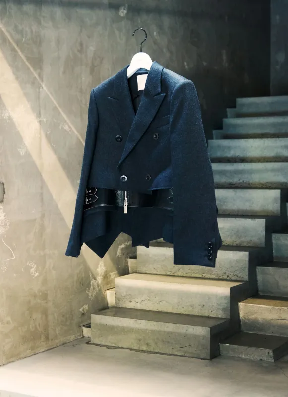 Wool Melton x Leather Jacket sold by Sacai