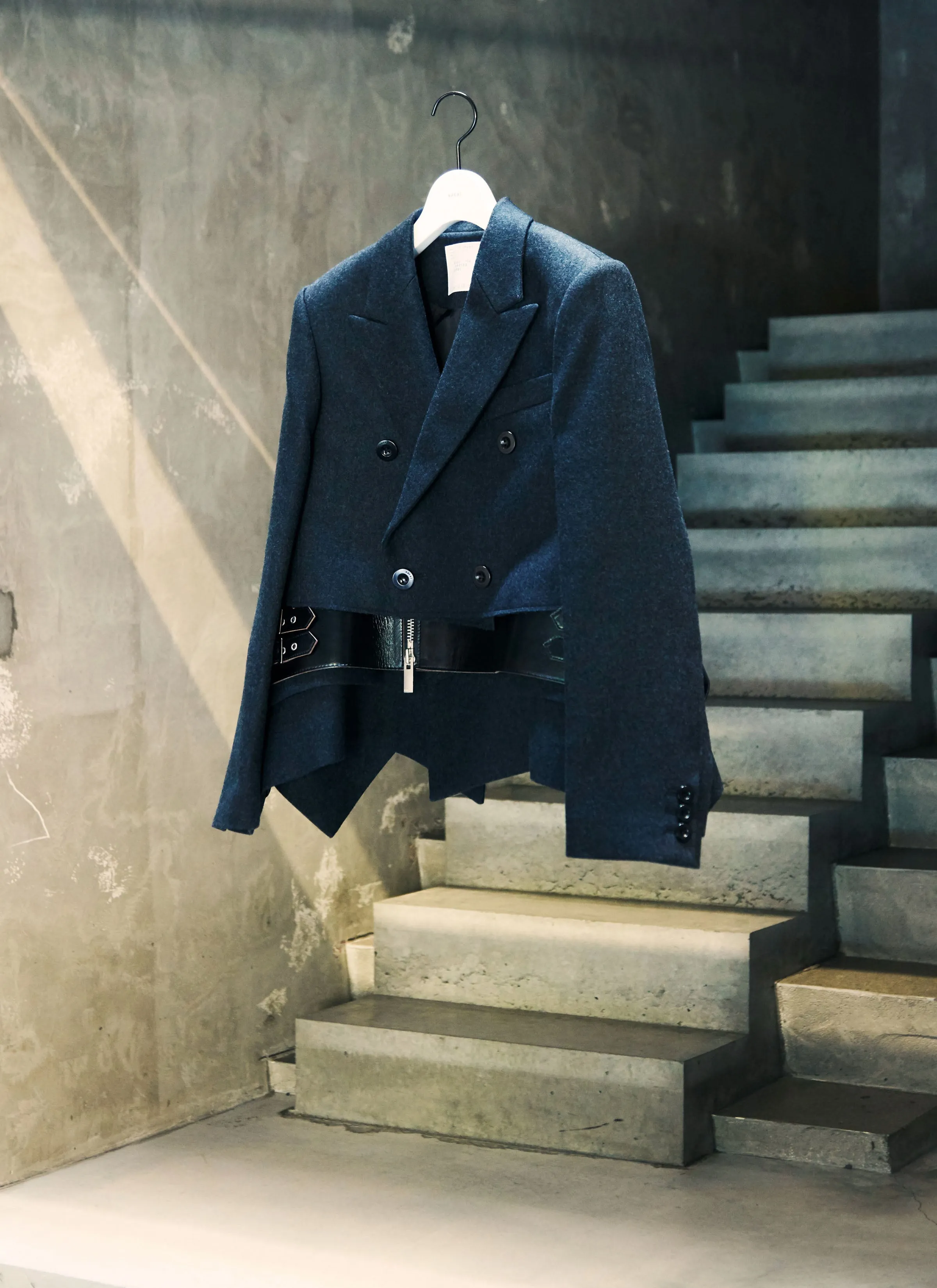 Wool Melton x Leather Jacket sold by Sacai