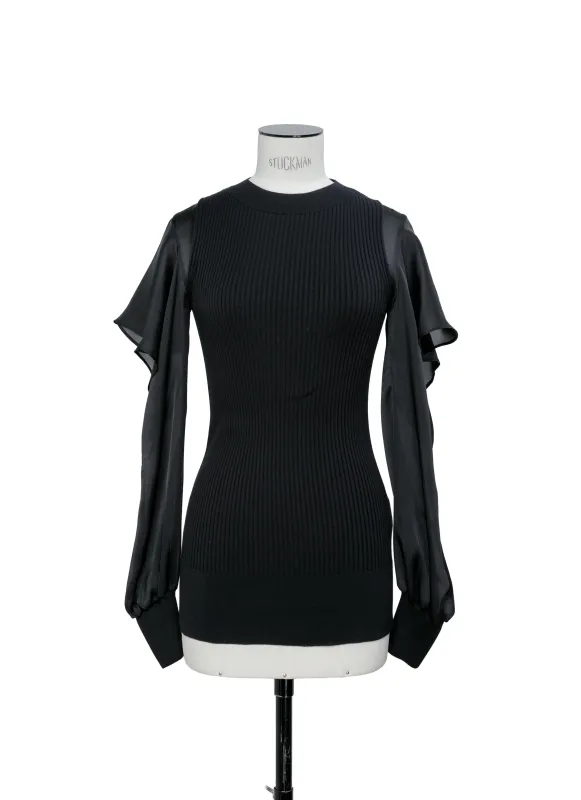 Satin x Cotton Knit Pullover sold by Sacai