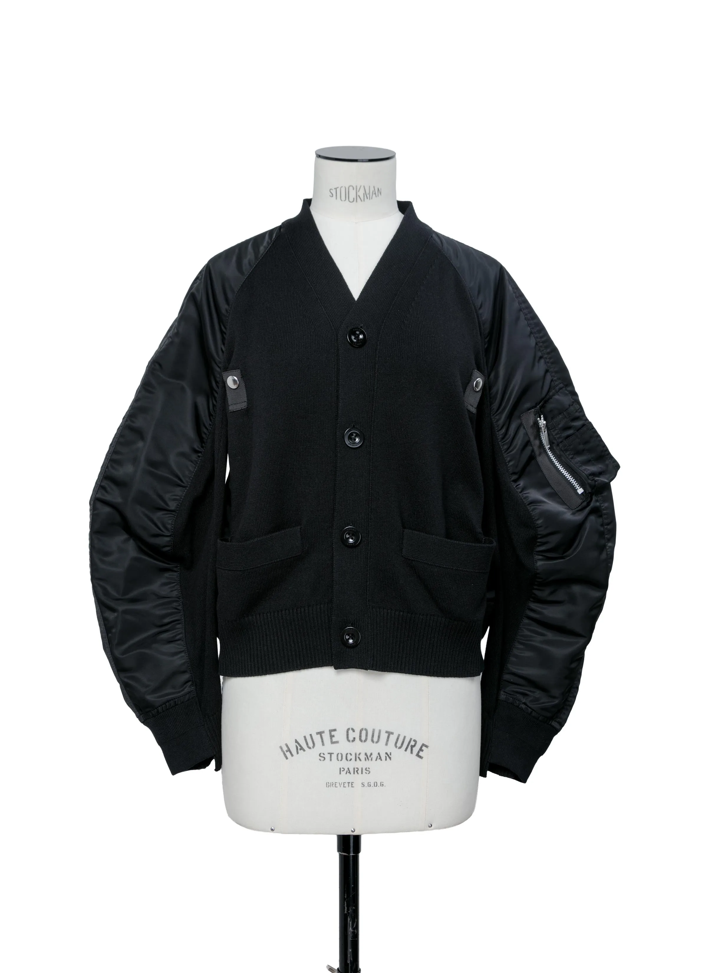 Nylon Twill x Knit Cardigan sold by Sacai