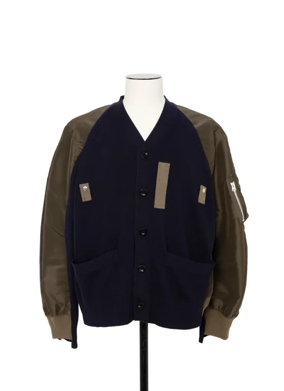 Nylon Twill x Knit Cardigan sold by Sacai