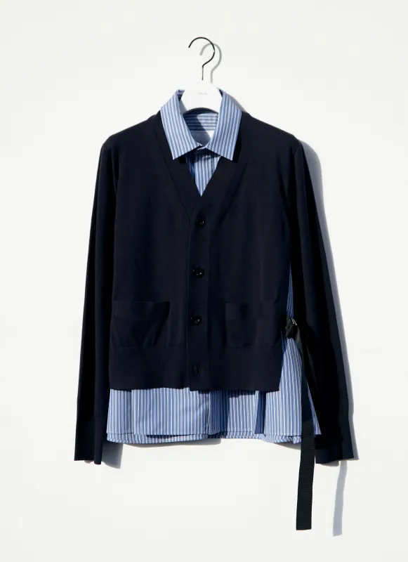 Poplin x Cotton Knit Cardigan sold by Sacai