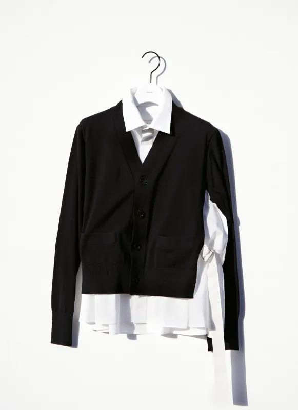 Poplin x Cotton Knit Cardigan sold by Sacai