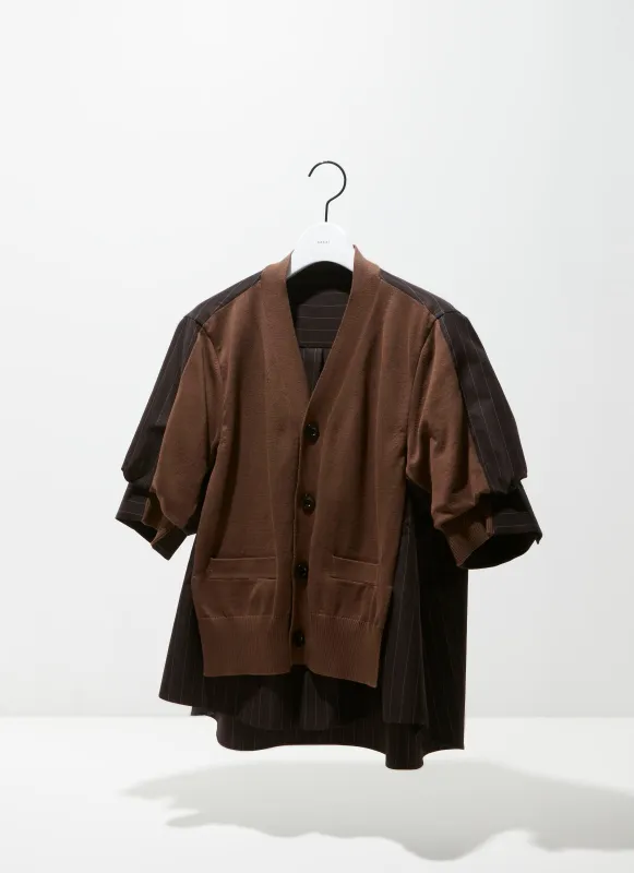 Chalk Stripe x Cotton Knit Cardigan sold by Sacai