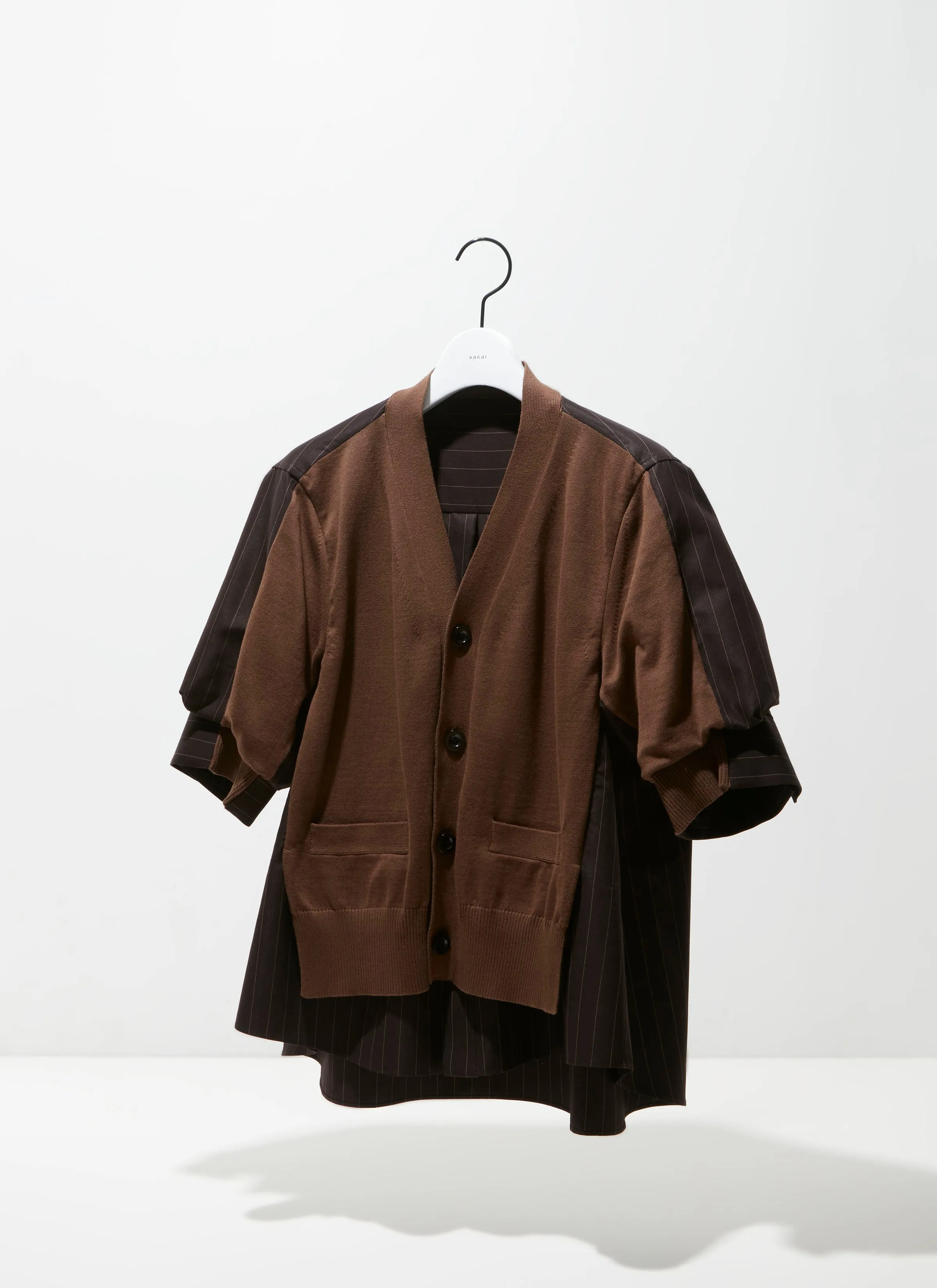 Chalk Stripe x Cotton Knit Cardigan sold by Sacai