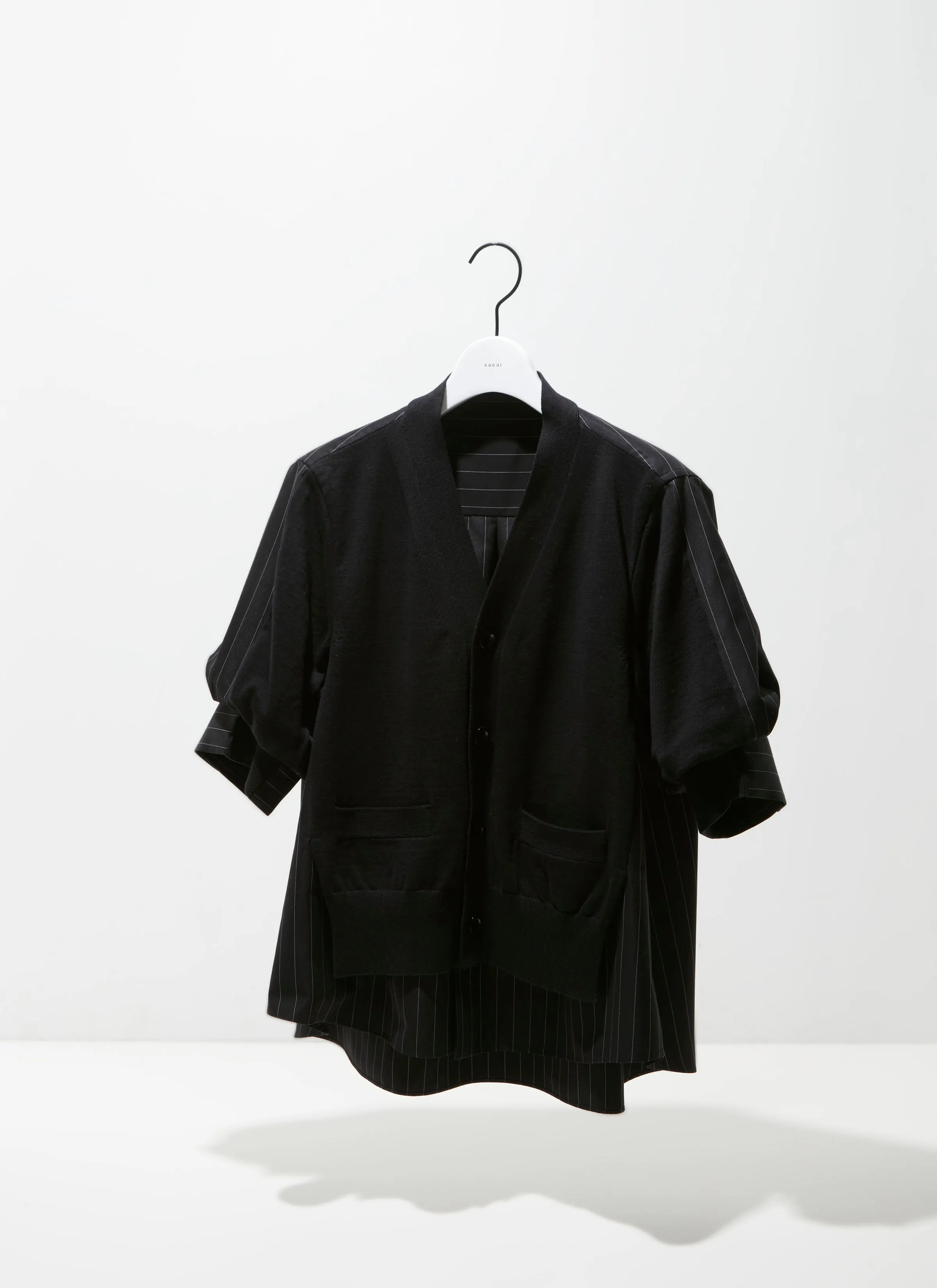 Chalk Stripe x Cotton Knit Cardigan sold by Sacai