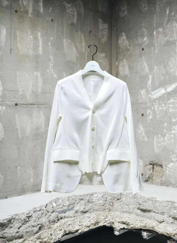 Wool Suiting x Cotton Knit Cardigan made by Sacai