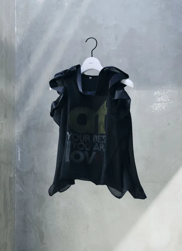 Satin x Chiffon Embroidery Pullover made by Sacai