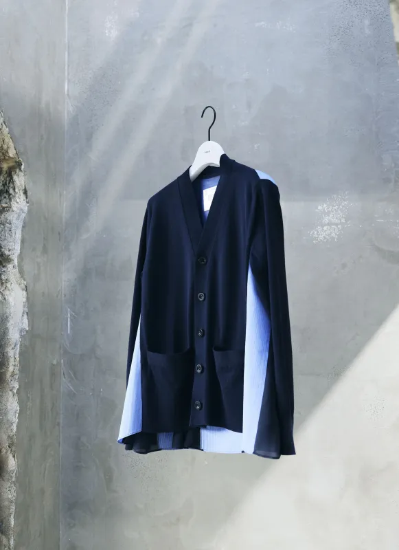 Poplin x Cotton Knit Cardigan sold by Sacai