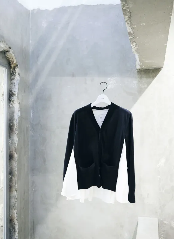 Poplin x Cotton Knit Cardigan made by Sacai