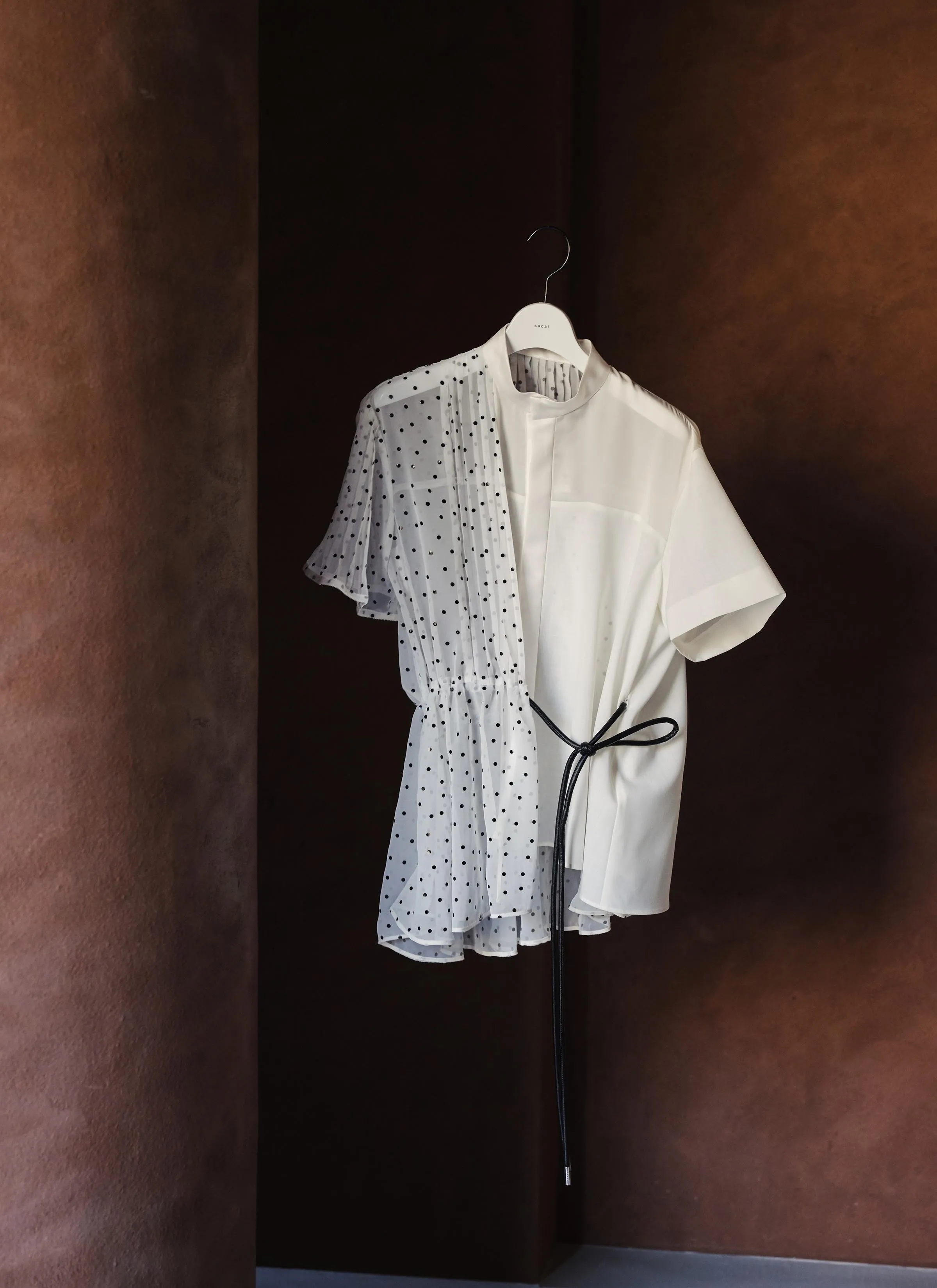 Wool Suiting x Polka Dot Blouse sold by Sacai