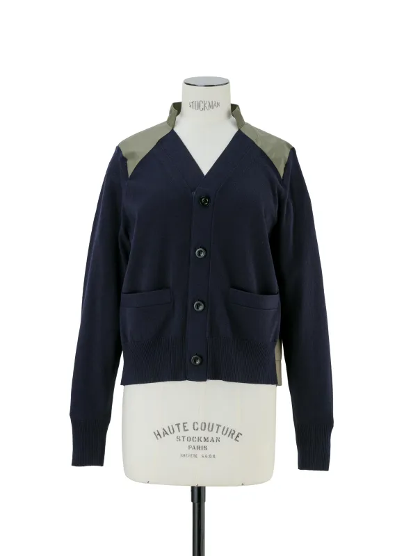 Cotton Gabardine x Knit Cardigan made by Sacai