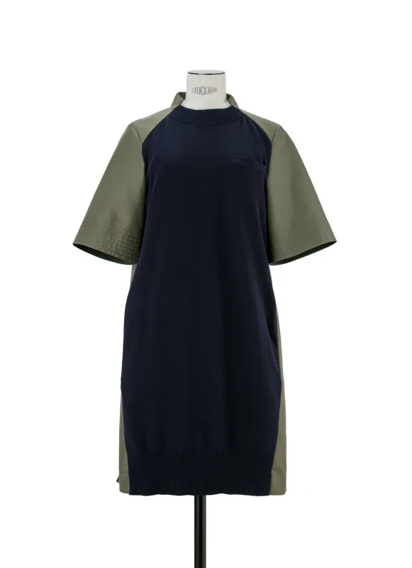 Cotton Gabardine x Knit Dress made by Sacai