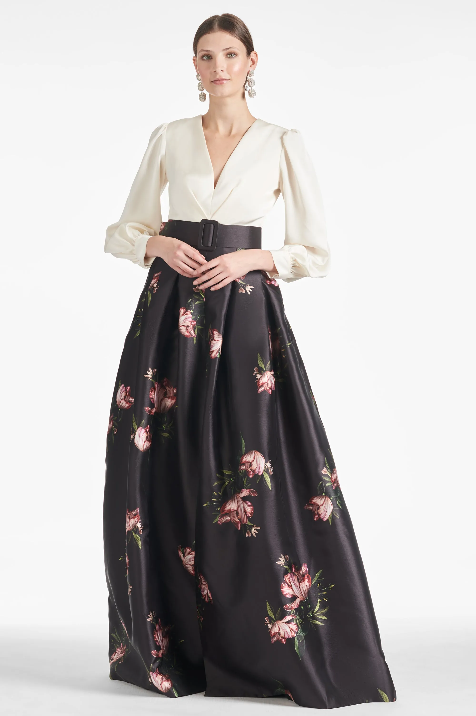 Zoe Gown - Ivory/Noir Blossom sold by Sachin + Babi
