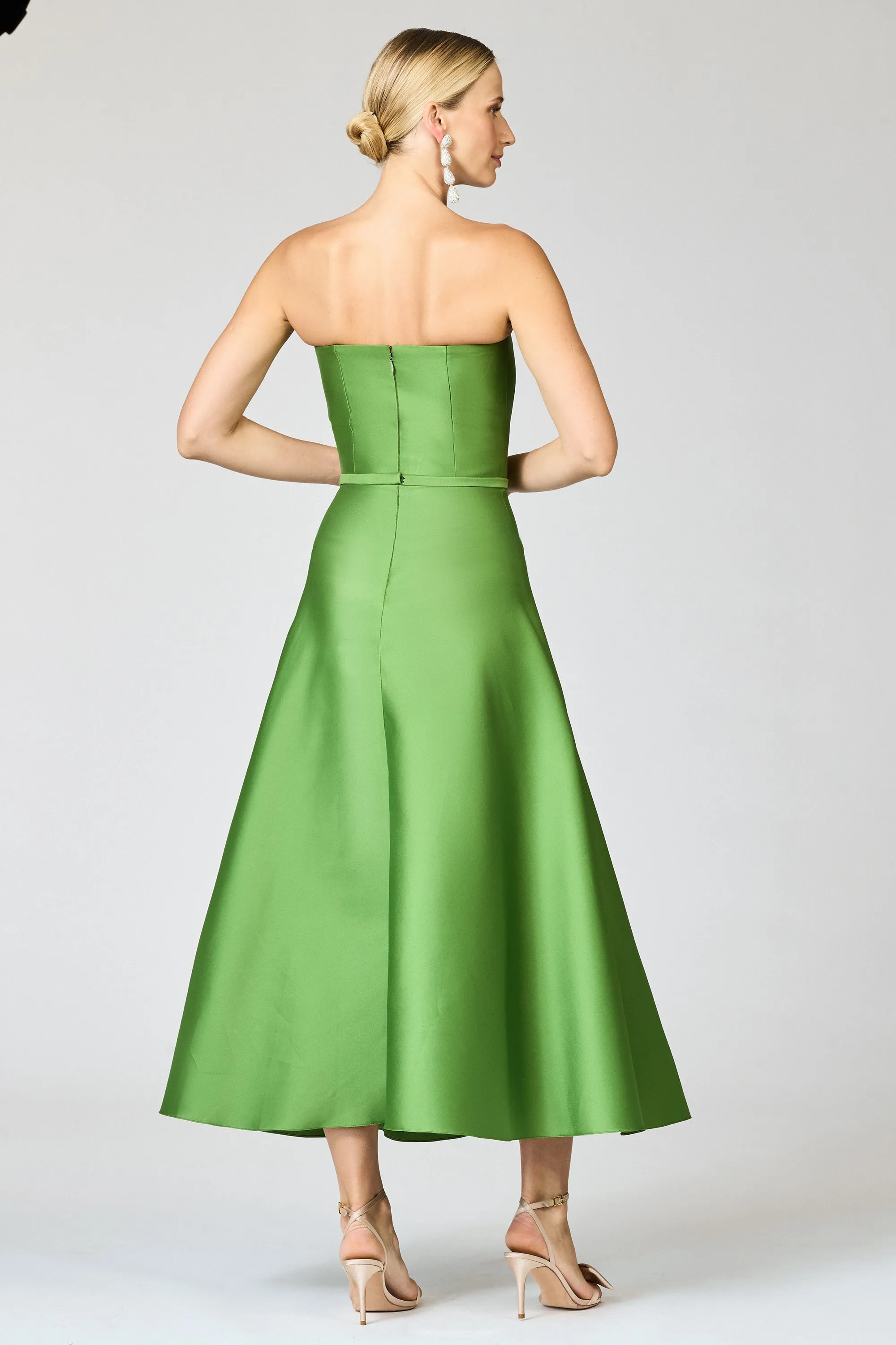 DARIAN GREEN SILK GAZAAR FIT AND FLARE DRESS sold by Sachin + Babi product image thumbnail 3