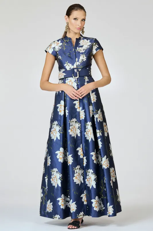 EMBELLISHED MARTA GOWN - NAVY NARCISSUS sold by Sachin + Babi
