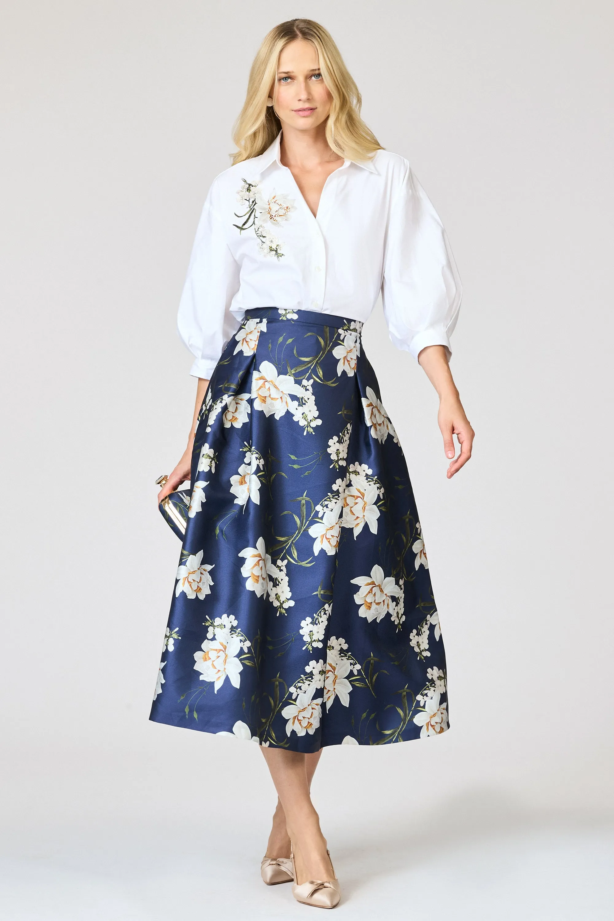 TIPPY SKIRT - NAVY NARCISSUS sold by Sachin + Babi