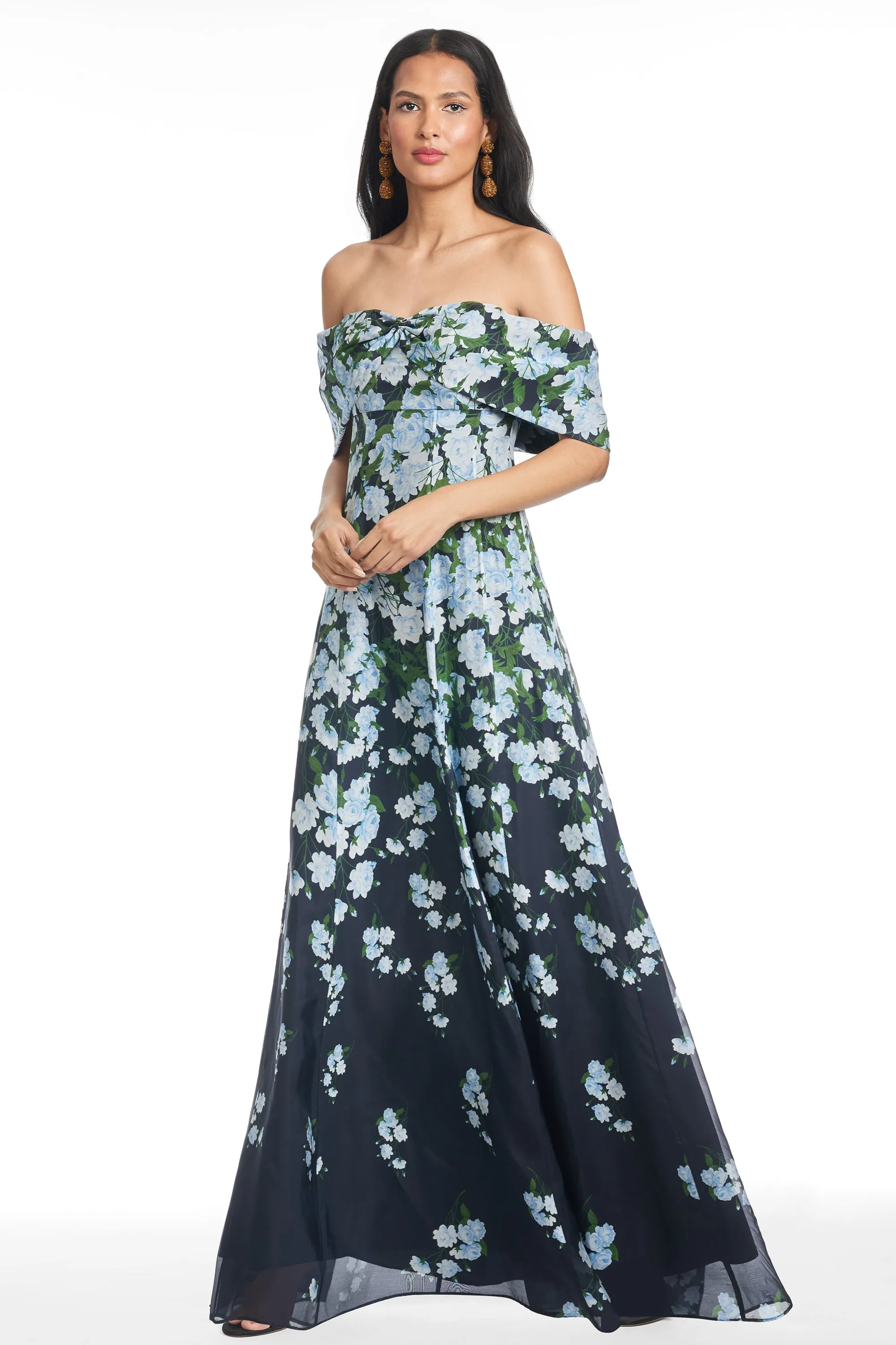 KENNEDY GOWN - NAVY DEGRADE FLORALS sold by Sachin + Babi