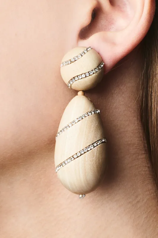 HUDSON EARRINGS - PANTO WOOD/CLEAR CRYSTALS made by Sachin + Babi